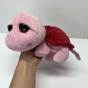 Russ Berrie Squirtle Turtle 9" Pink & Red Big Eyed Plush Stuffed Animal Toy VTG
